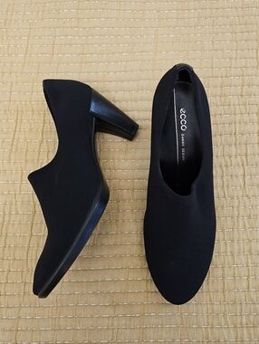 ECCO Shape 55 Plateau Black Pumps Heels Capsule Shoe Minimalist Women's 38